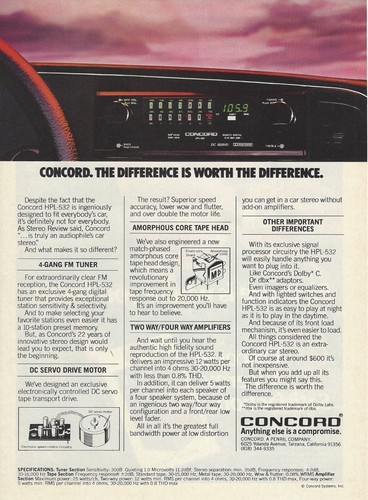 Autoradio concord hpl 532 - hpl-532, 1984